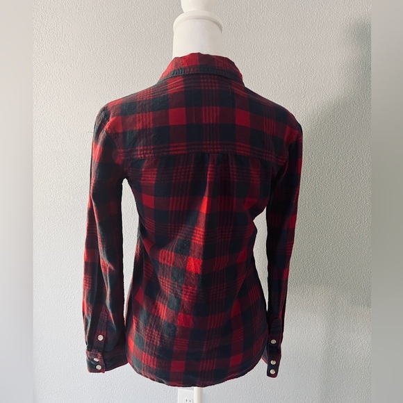 Mossimo Long Sleeve Flannel Button Down Red Navy Shirt Small S - Picture 4 of 6